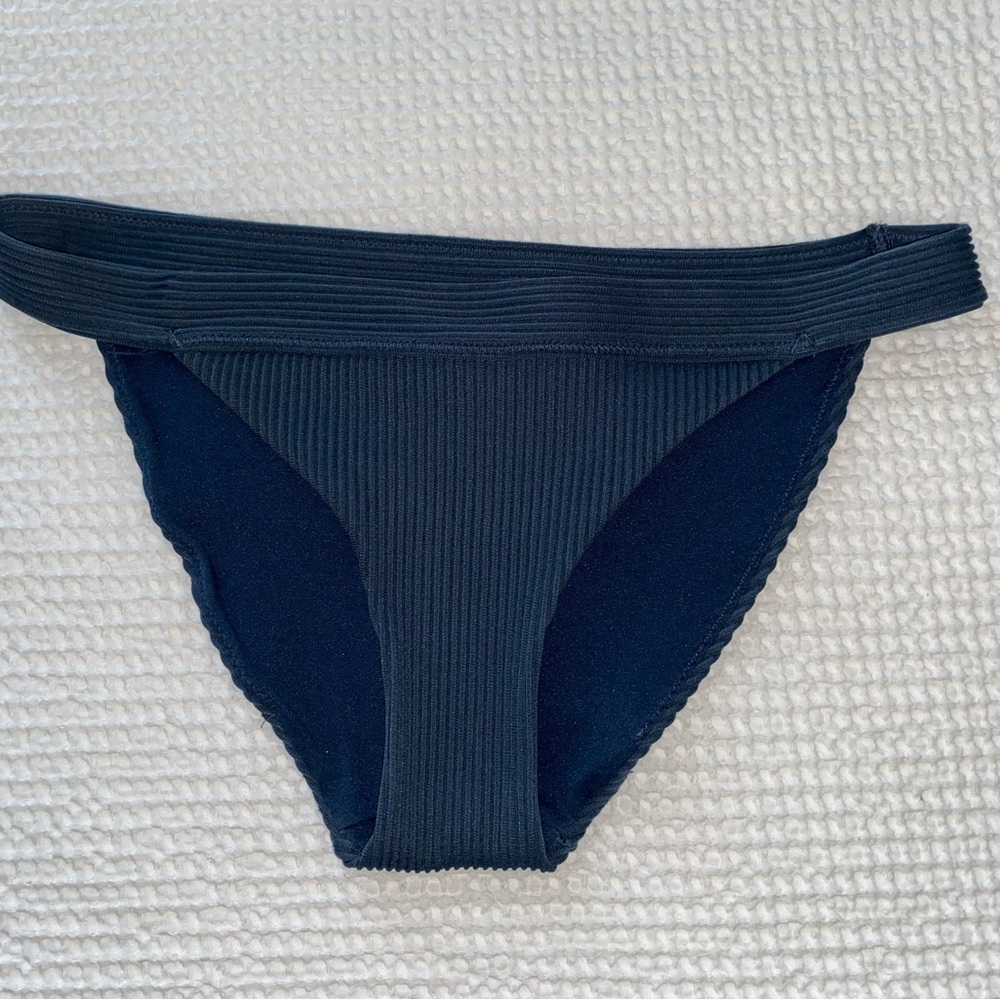 Ribbed Bikini Bottom in Navy Blue